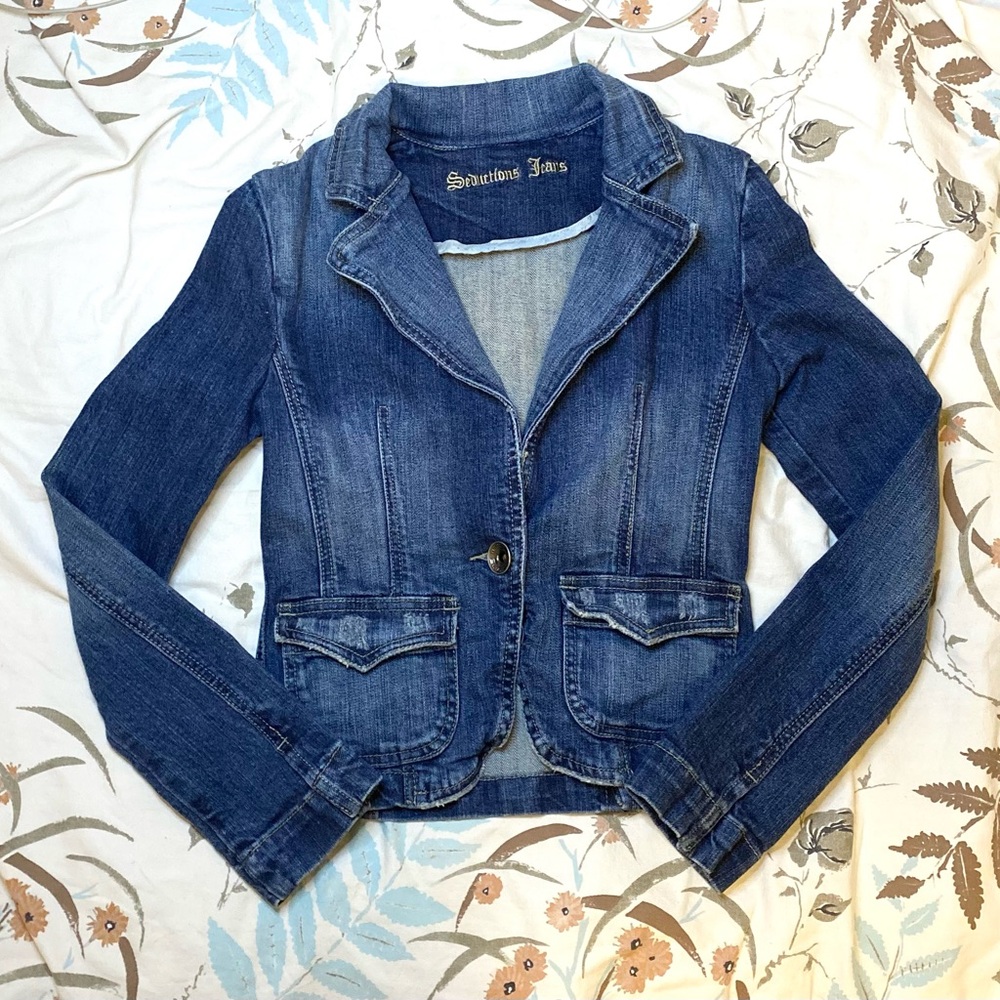 Southtown Jeans Women's Dark Blue Denim Blazer Jacket